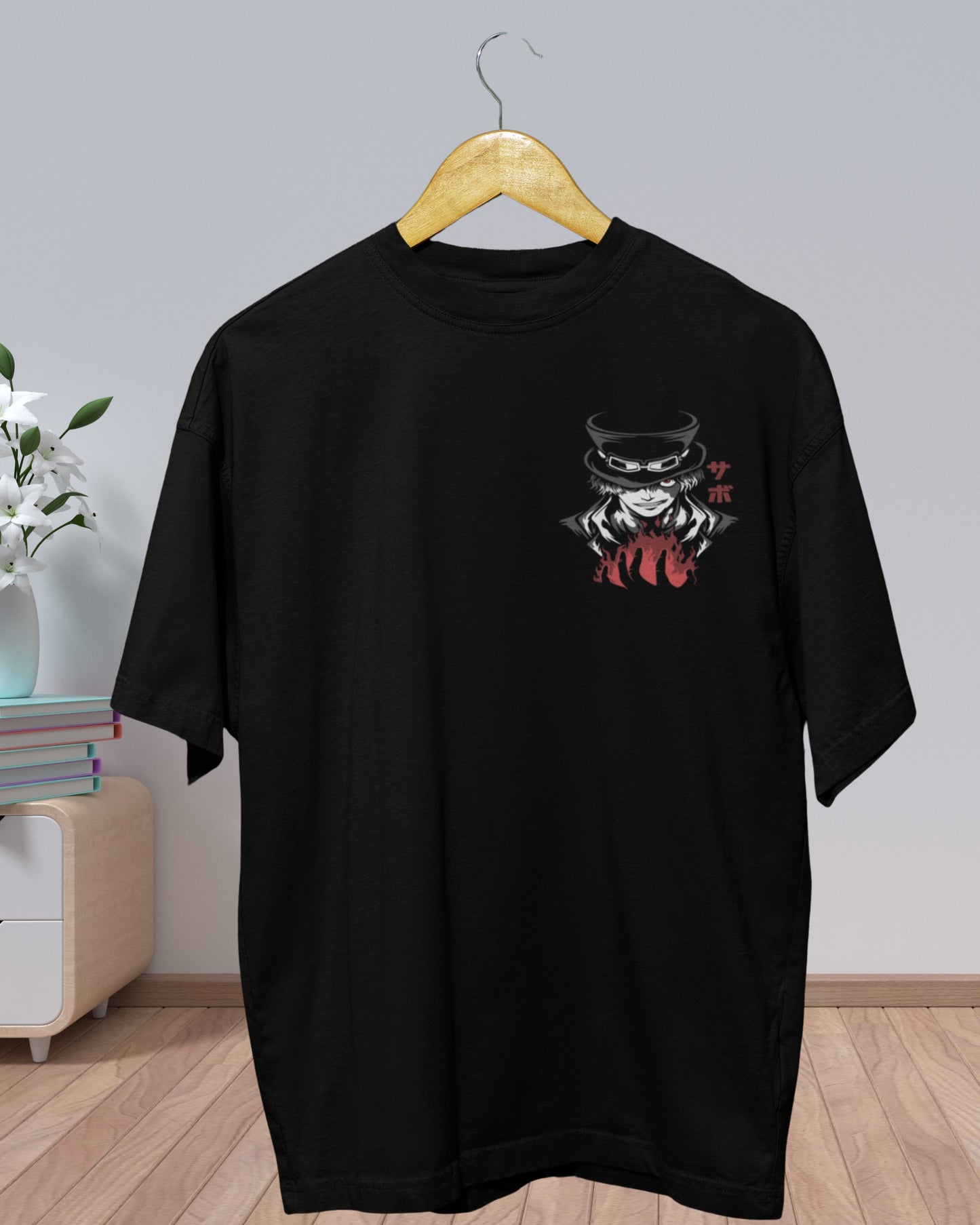 E-18 Men’s Black Oversized Graphic Back Print T-Shirt