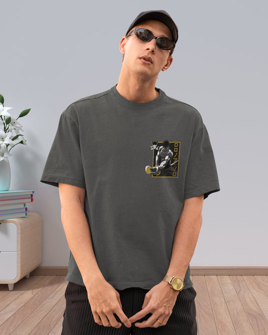 E-15 Men’s Charcoal Grey Oversized Graphic Back Print T-Shirt