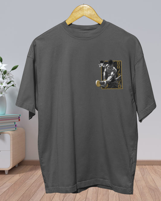 E-15 Men’s Charcoal Grey Oversized Graphic Back Print T-Shirt