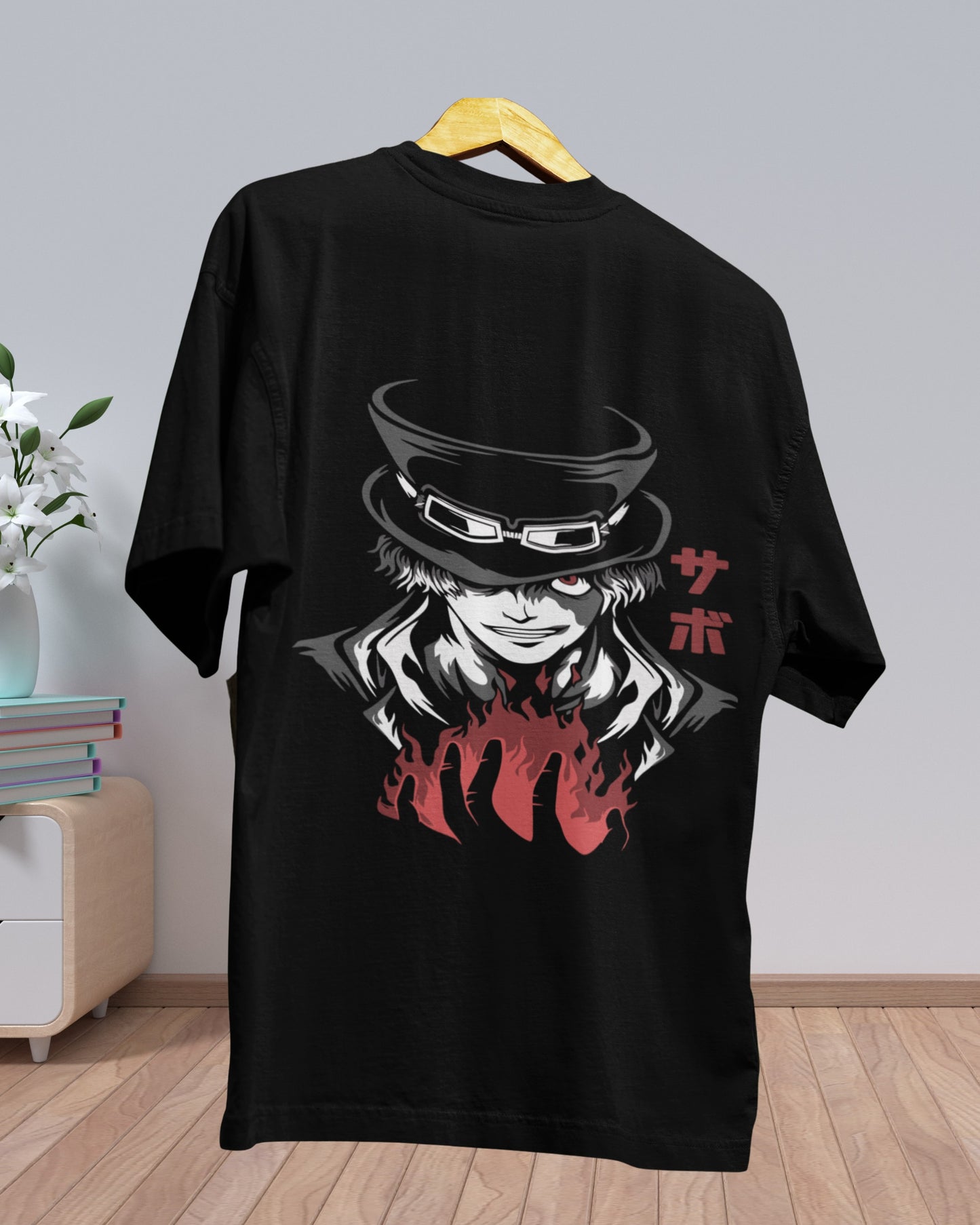 E-18 Men’s Black Oversized Graphic Back Print T-Shirt