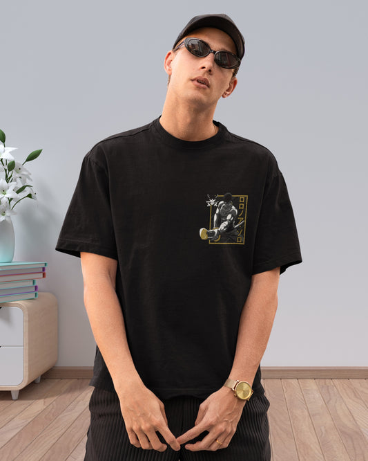 E-14 premium black Mens's oversized graphic T-shirt