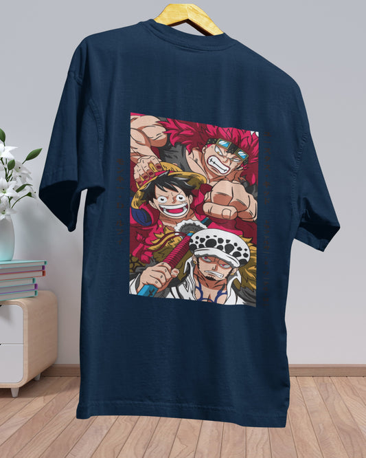 Anime Graphic Oversized T-Shirt – Navy Blue Edition